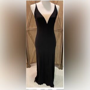 Vintage Odessa Black Sleeveless floor maxi dress size 4 Bodycon Whimsigoth